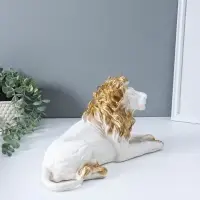 Фигура "Лев африканский №1" белый с золотом, 18х40х20 см