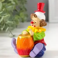 Сувенир полистоун "Клоун с играет на барабане" яркий разноцветный 11 см