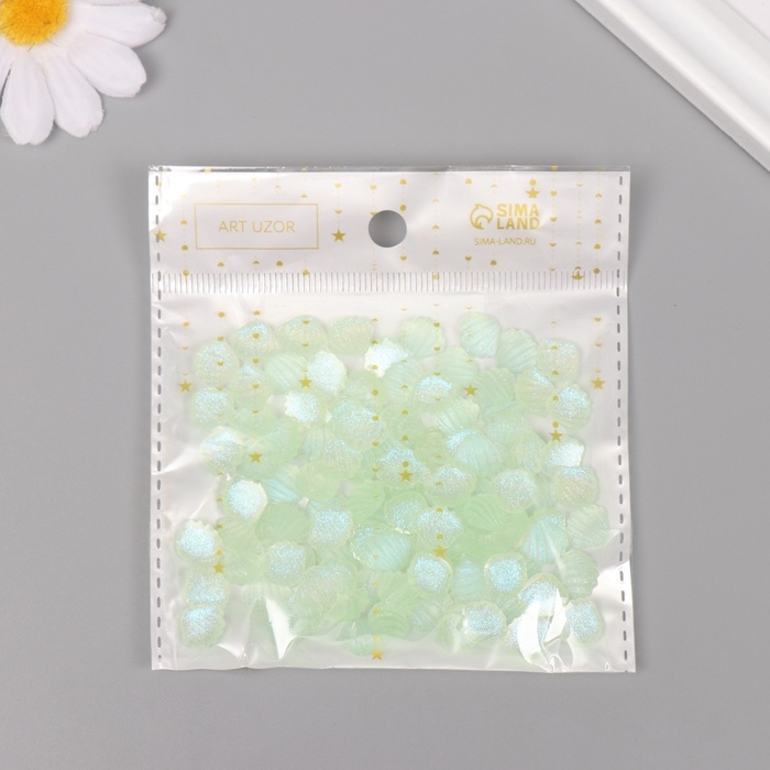 Декор для творчества акрил Декор для творчества акрил "Ракушка" зелёный, светится в темноте набор 100 шт 0,9х1 см