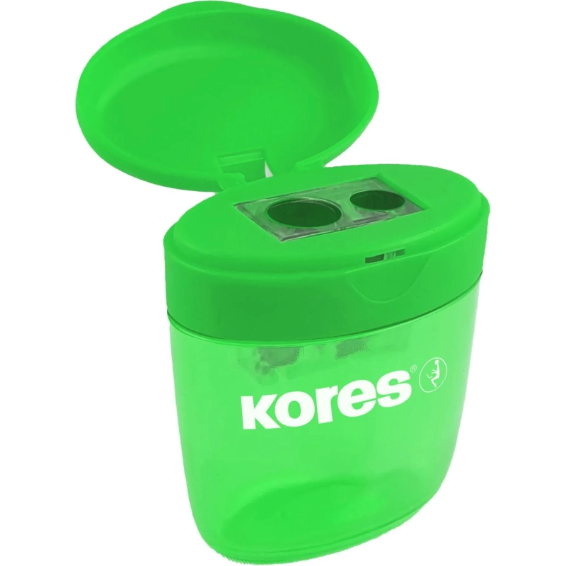 Точилка для карандашей Kores Deposito с контейнером, 2 отв, пластик,ассорти