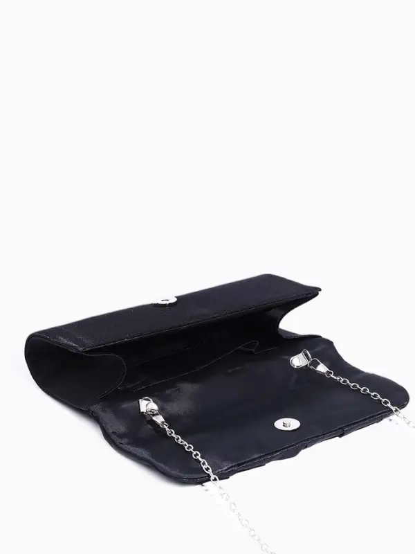 Сумка-клатч вечерняя на магните, на цепочке, чёрная