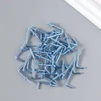 Крючок металл, набор 40 шт., серебро, 2.5&times;0.5 см, МИКС