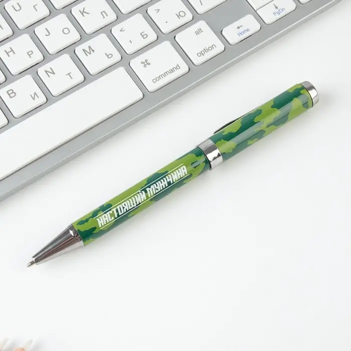 Ручка шариковая, подарочная в открытке, металл, синяя паста &laquo;Настоящему герою. 23 февраля&raquo;