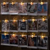 Гирлянда &laquo;Нить&raquo; 2 м, роса с насадками &laquo;Прищепки-снеговик&raquo;, IP20, серебристая нить, 20 LED, от батареек АА&times;2, свечение тёплое белое