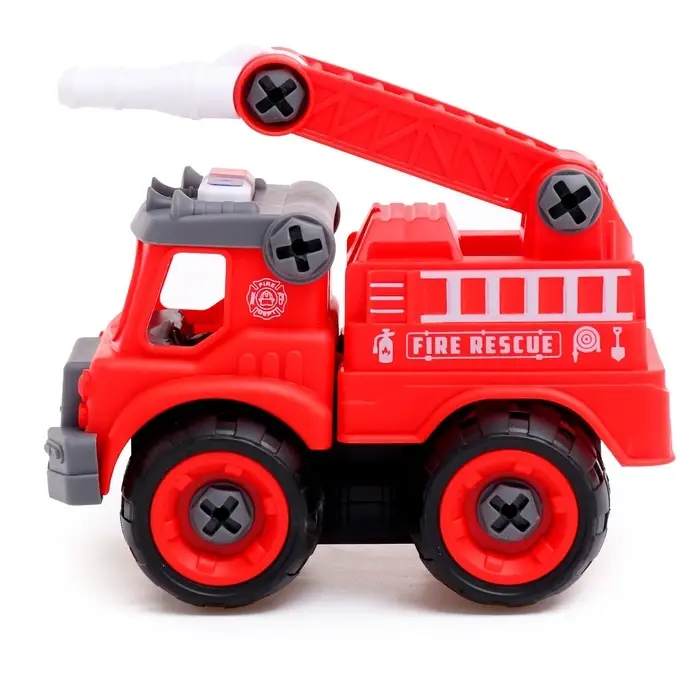 Конструктор винтовой &laquo;Пожарный транспорт&raquo;, набор 2 штуки, с отверткой, 59 деталей