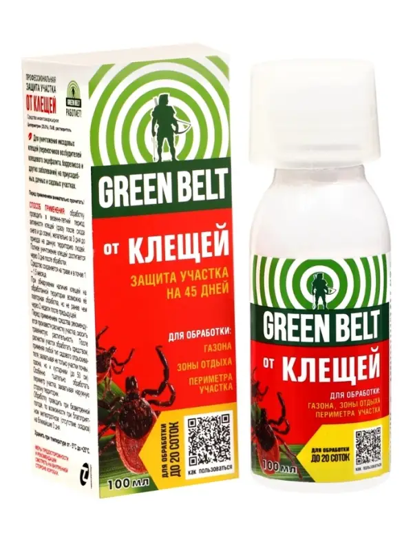 Средство от клещей "Green Belt", для защиты участка, флакон, 100 мл