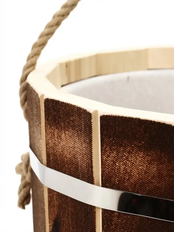 Ведро из липы, 15л,  пластиковая вставка, ручка-веревка "Добрыня"