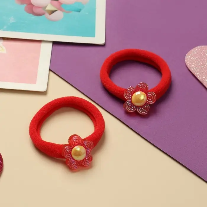 Резинка для волос  Резинка для волос "Фея" (набор 2 шт) цветочек, 4 см, красный