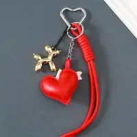 Брелок на карабине кожзам, текстиль "Сердце и собачка" с узлом 21х6,8х2,5 см