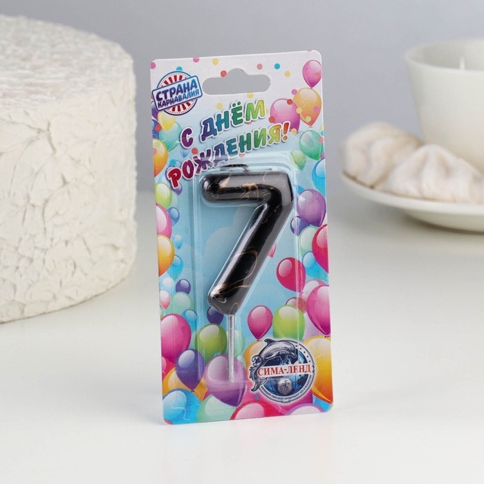 Свеча в торт  Свеча в торт "Черный мрамор", цифра "7", 5,5 см