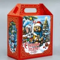 Коробка подарочная новогодняя «Путешествие на паровозе» 21×12×27 см