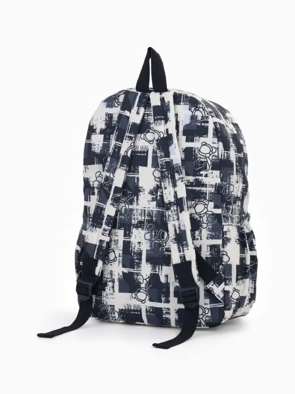 Рюкзак школьный на молнии, с карманами, с принтом, 28.5&times;12&times;41 см, чёрный