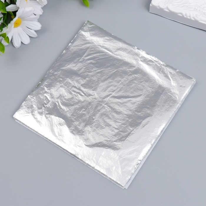 Поталь для декорирования набор 100 листов Поталь для декорирования набор 100 листов "Серебро" 14х14 см