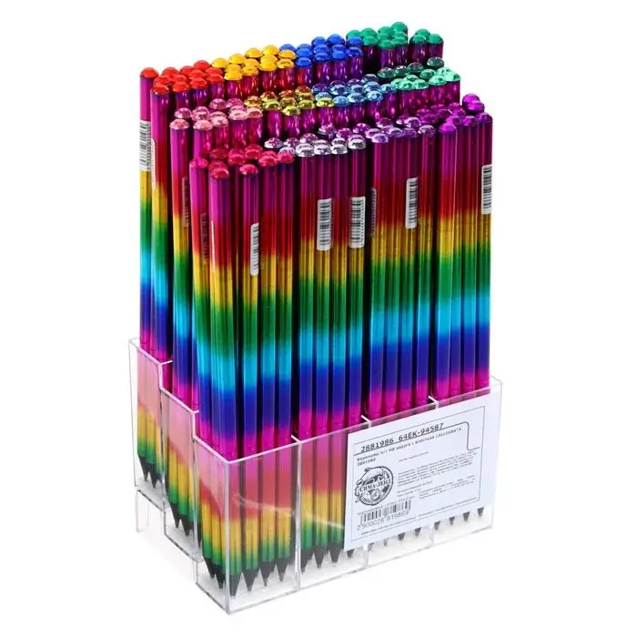 Карандаш чернографитный «Радуга» твёрдость НВ, голография, заточенный, со стразой Карандаш чернографитный «Радуга» твёрдость НВ, голография, заточенный, со стразой