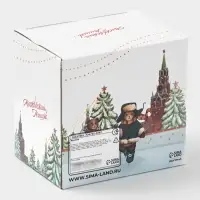 Кружка новогодняя Доляна &laquo;Московский мишка&raquo;, 330 мл, для чая, фарфор, 12&times;8.5&times;11 см, белая