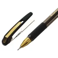 Ручка шариковая Berlingo. xGold, чёрный стержень, игольчатый узел 0.7 мм, резиновый упор