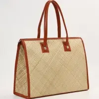 Сумка плетёная на молнии из пандана, 41&times;16&times;50 см, светло-коричневая