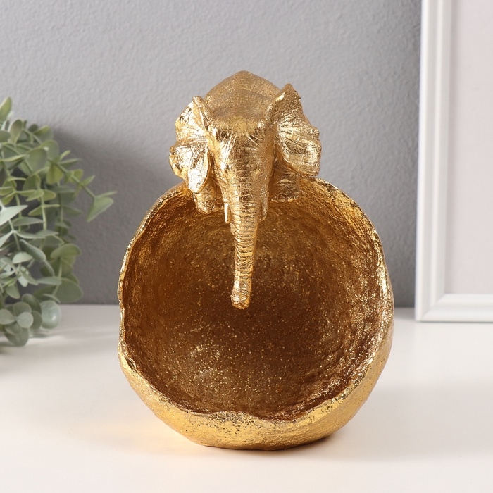 Сувенир полистоун подставка Сувенир полистоун подставка "Слон с большой каменной чашей" золото 13х15х18 см