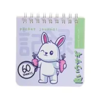 "POCKET JOURNAL" 90 х 90 мм, 60 Л, (4 ВИДA) НА ГРЕБНЕ "KAWAII ANIMALS"
