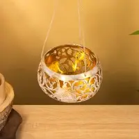 Подсвечник подвесной из кокоса, 14×14×10 см, золотисто-белый