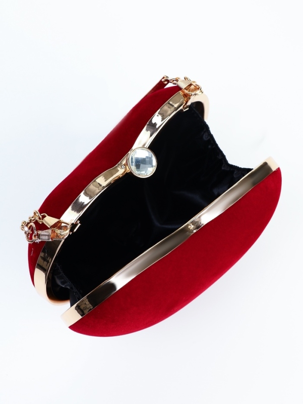 Сумка жен, 15,5*8*17 см, отд на фермуаре, цепь, текстиль, сердце, красный