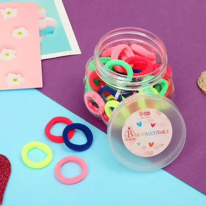 Резинка для волос  Резинка для волос "Плюшка" (набор 50 шт) колор, 2 см