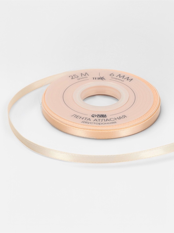 Лента атласная двухсторонняя №112 6мм*25±1м айвори TR