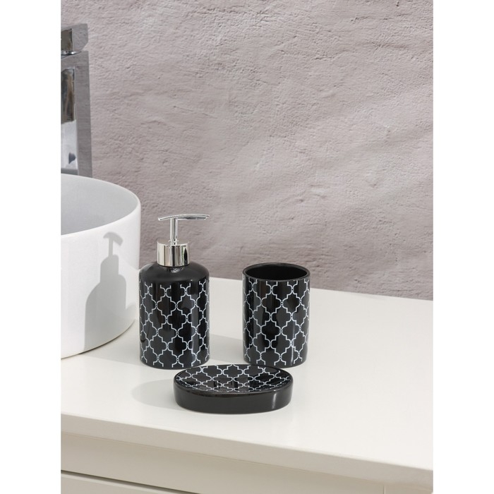 Набор аксессуаров для ванной комнаты Доляна «Марокко», 3 предмета (мыльница, дозатор для мыла, стакан) Набор аксессуаров для ванной комнаты Доляна «Марокко», 3 предмета (мыльница, дозатор для мыла, стакан)