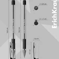 Ручка шариковая ErichKrause. ULTRA-30, чёрный стержень, игольчатый узел 0.7 мм, резиновый упор