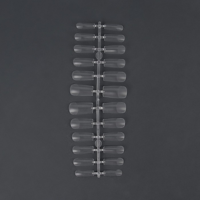 Гелевые типсы для наращивания ногтей, 240 шт, форма мягкий квадрат, полное матовое покрытие, в контейнере, цвет прозрачный