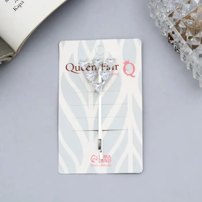 Невидимка для волос «Вивьен», геометрия, 5 см, серебро