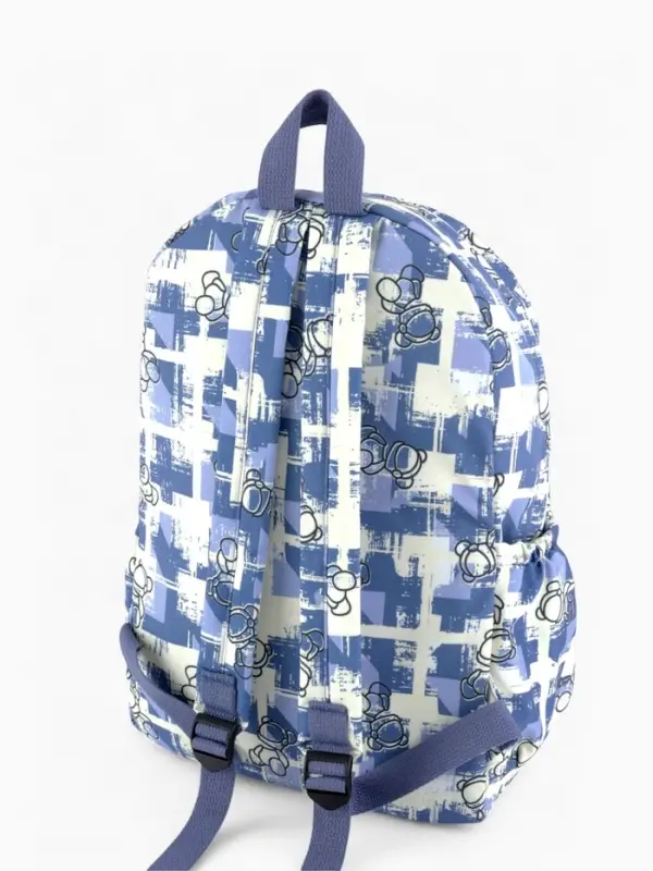 Рюкзак школьный на молнии, с карманами, с принтом, размер 28.5&times;12&times;41 см, синий