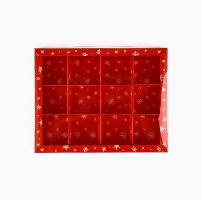 Коробка под 12 конфет с ячейками &laquo;Новогодние сюжеты&raquo;, 14.5&times;18.5&times;3 см
