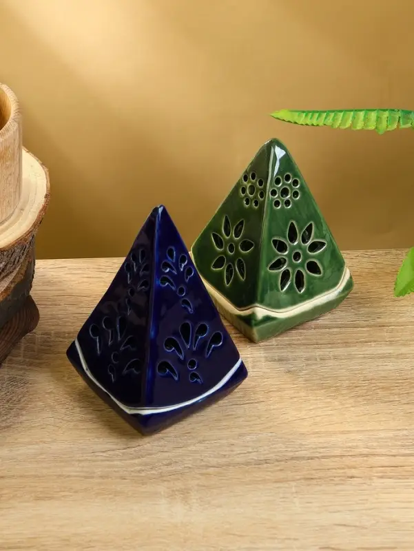 Подсвечник &laquo;Пирамидка&raquo;, 8&times;8&times;12 см, керамика, МИКС