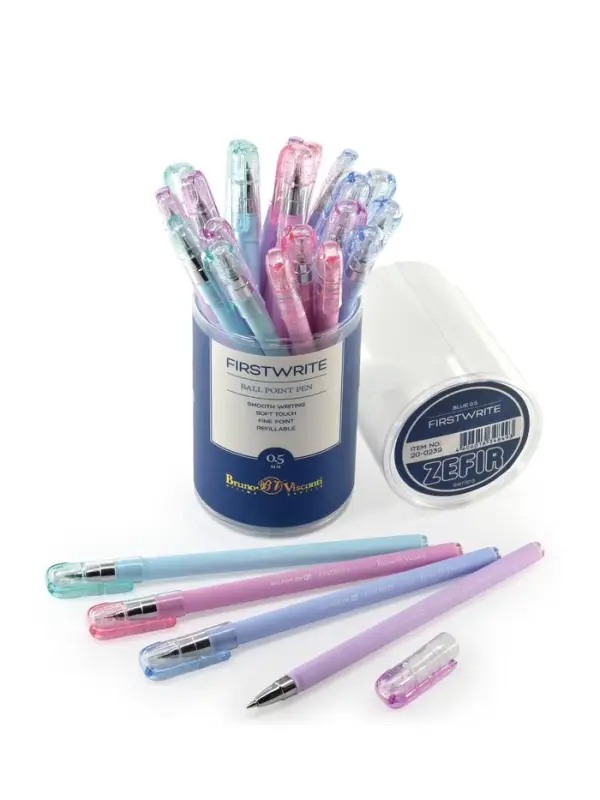 Ручка шариковая BrunoVisconti. FirstWrite. Zefir, синий стержень, узел 0.5 мм, матовый корпус, МИКС