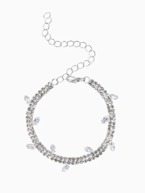 Браслет со стразами &laquo;Амелия. Лепестки&raquo;, L=23 см, белый в серебре
