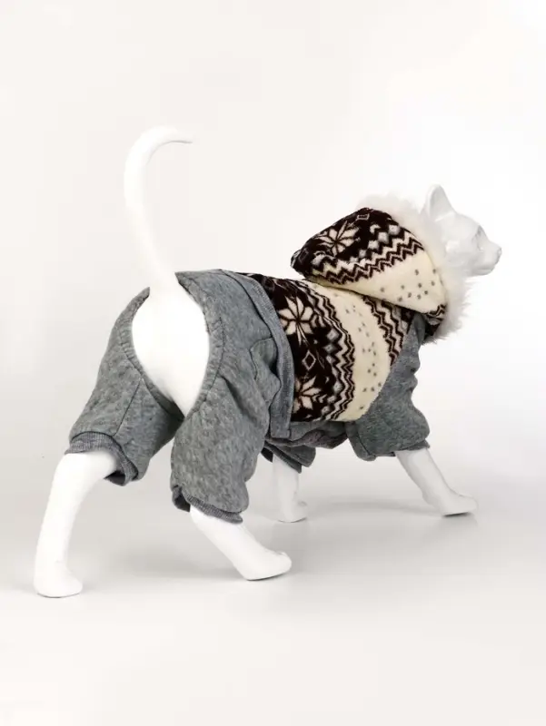 Комбинезон Комбинезон "Лапландия", с подкладом, размер S (ДС 25, ОГ 35, ОШ 25см), серый/бордо