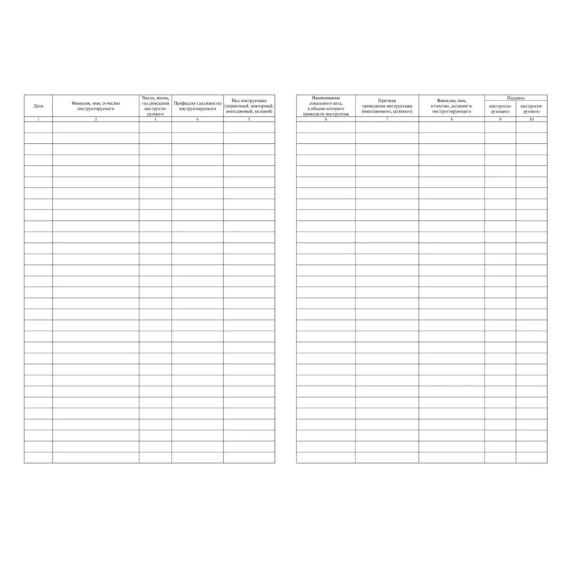 Журнал регистрации инструктажа по охране труда на рабочем месте КЖ 132Б