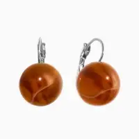 Серьги пластик "Шар №16" с разводами и блёстками, цвет светло-коричневый в серебре