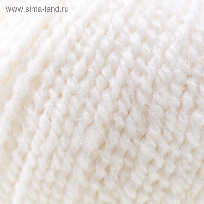 Пряжа для вязания спицами, крючком «Пехорский текстиль. Рельефная», 43% шерсть мерин., 43% ПАН, 14% ПА, 135 м/50 г, (01 белый)