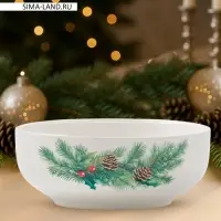Салатник новогодний Доляна &laquo;Сказки зимнего леса&raquo;, 580 мл, 15.5&times;6 см, фарфор, белый