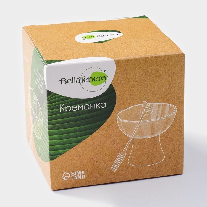 Креманка керамическая, 2 предмета: креманка d=10 см, вилка h=13 см, цвет белый Креманка керамическая, 2 предмета: креманка d=10 см, вилка h=13 см, цвет белый