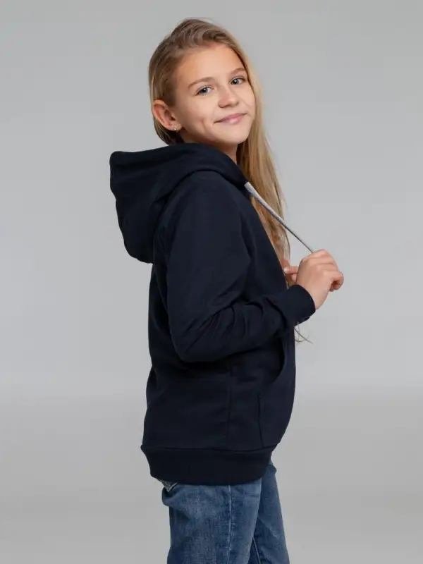 Толстовка с капюшоном детская Kirenga Kids, темно-синяя, 12 лет