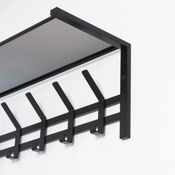 Вешалка с полкой «Торонто 21», 67×27×27 см, 5 двойных крючков, цвет чёрный Вешалка с полкой «Торонто 21», 67×27×27 см, 5 двойных крючков, цвет чёрный