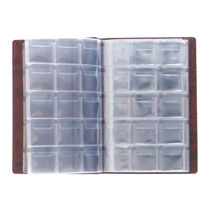 Альбом для монет 125 х 185 мм Calligrata, на 240 монет, ячейка 35 х 35 мм, 16 листов, обложка искусственная кожа, коричневый Альбом для монет 125 х 185 мм Calligrata, на 240 монет, ячейка 35 х 35 мм, 16 листов, обложка искусственная кожа, коричневый