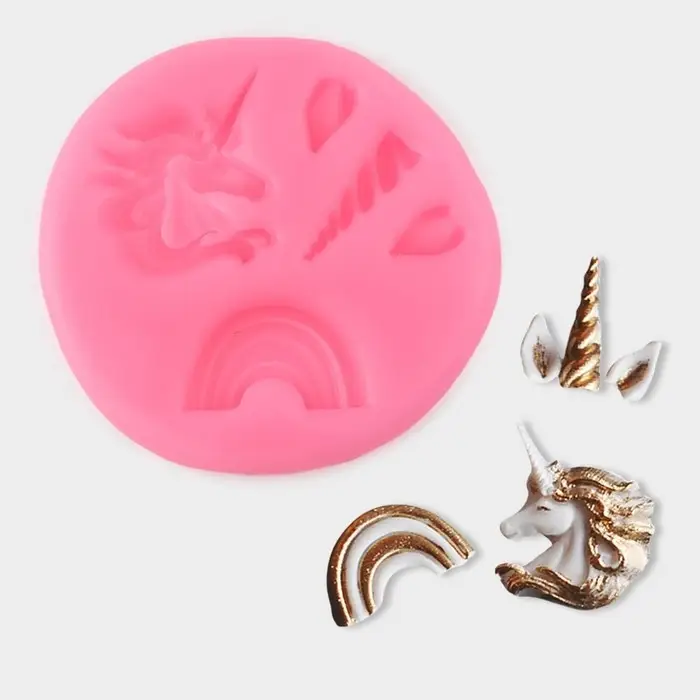 Молд «Радужный единорог», силикон, 6.3×0.5 см, МИКС