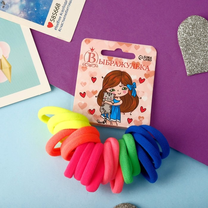 Резинка для волос  Резинка для волос "Махрушка" (набор 20 шт) радуга, 2,5 см