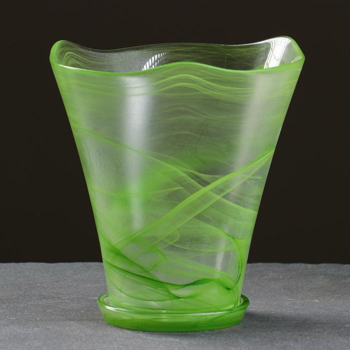 Горшок цветочный с поддоном  Горшок цветочный с поддоном "Кристина" большой, алебастр зелёный  1,8  л