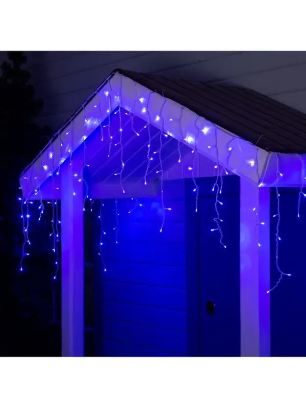 Гирлянда &laquo;Бахрома&raquo; 4&times;0.6 м, IP44, белая нить, 180 LED, свечение синее, 8 режимов, 220 В