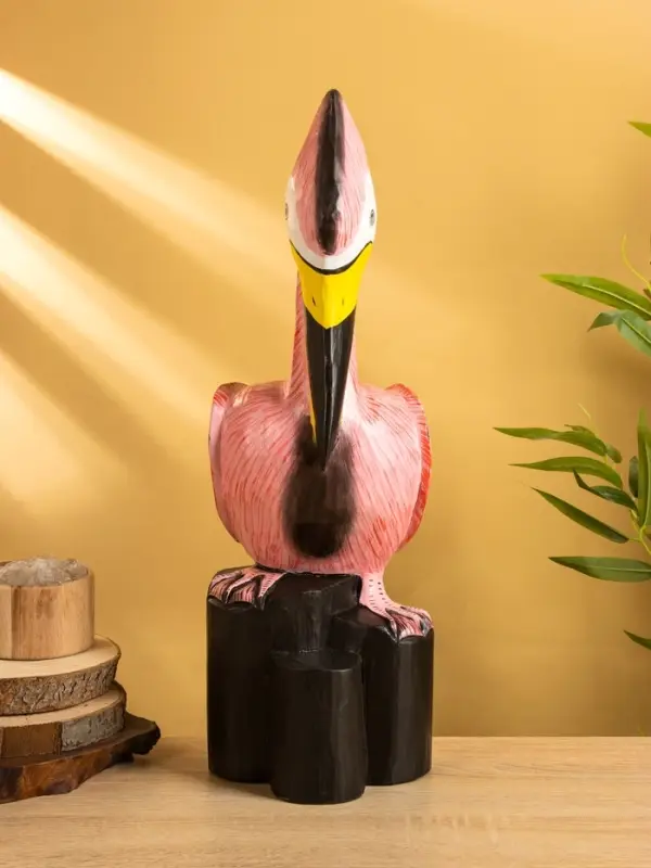 Сувенир Сувенир "Пеликан" дерево 17х17х50 см, цв. розовый